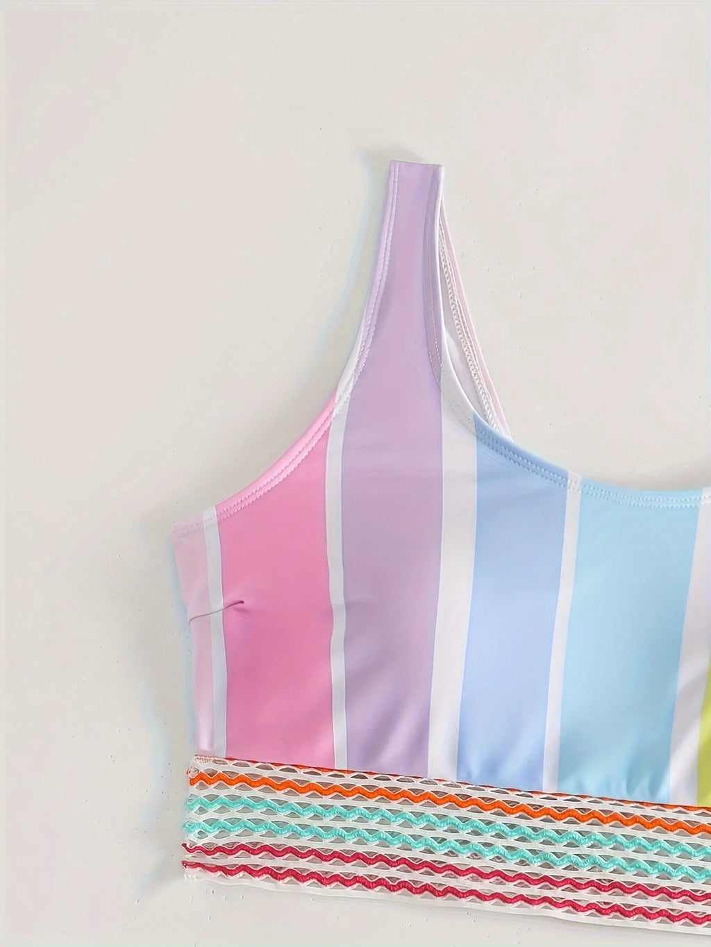 Women's striped bikini swimwear with briefs style in polyester spandex fabric