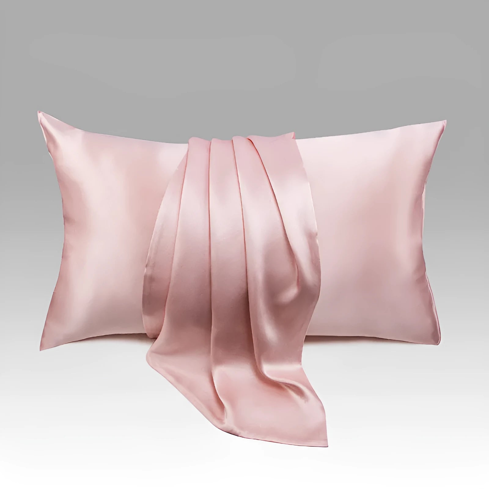 Dark grey mulberry silk envelope pillowcase laid flat, showing solid colour and clean finish.