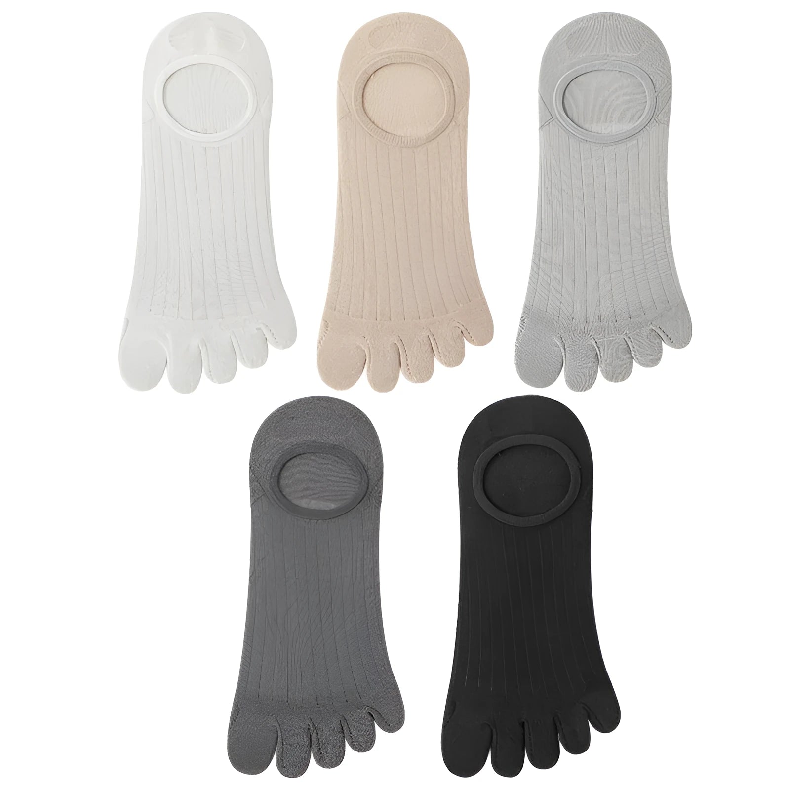 Men's five-finger invisible socks in modal cotton fabric showing toe separation design