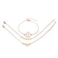 Set of three women's bohemian bracelets with heart-shaped aircraft map charms.