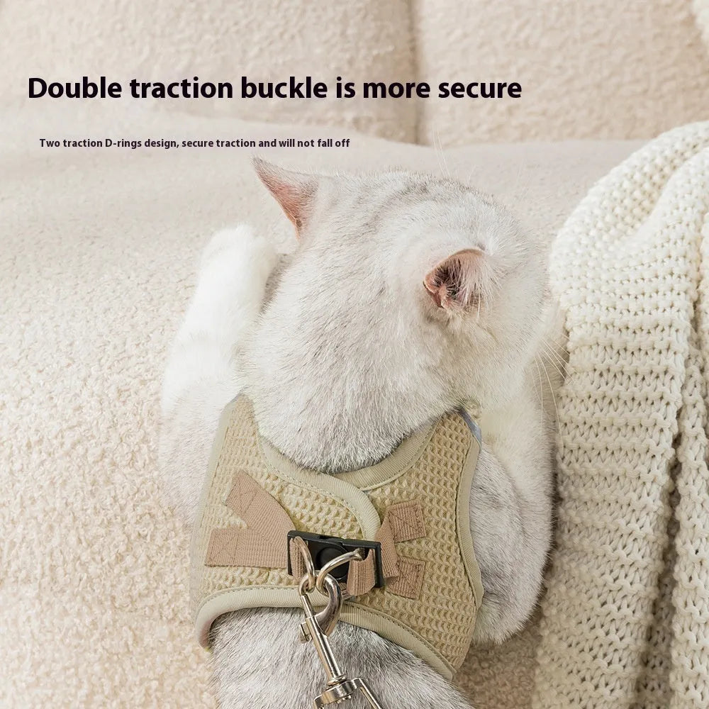 Waffle texture cloth dog harness with chest strap in brown green or purple colours