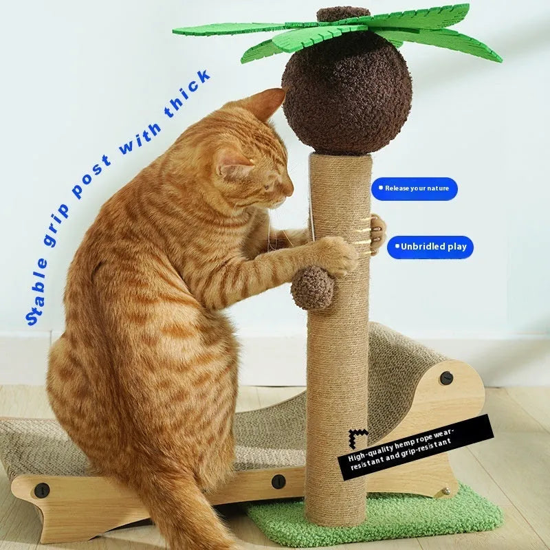 Wooden beach chair style cat climbing frame with scratch boards and hemp mat surfaces