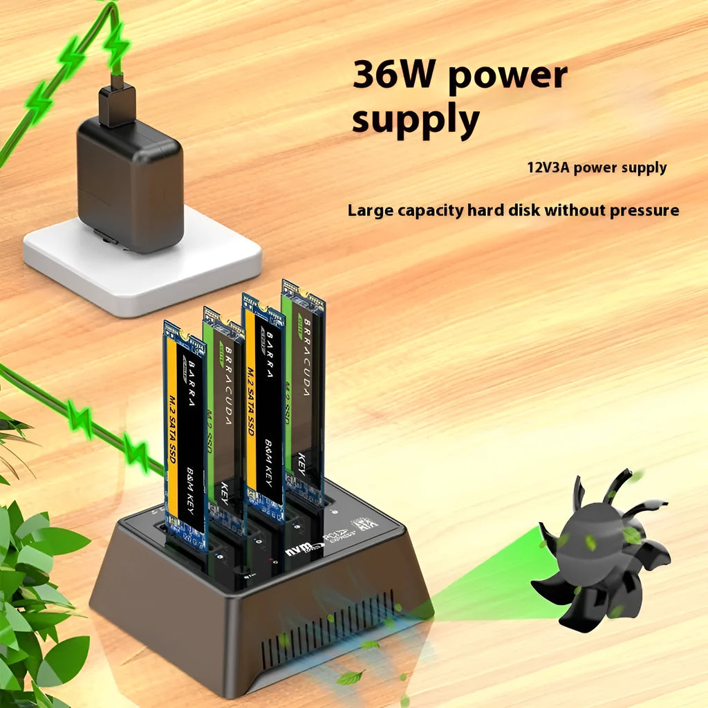 Aluminium M2 dual protocol SSD base with dimensions 90mm by 78mm by 34mm