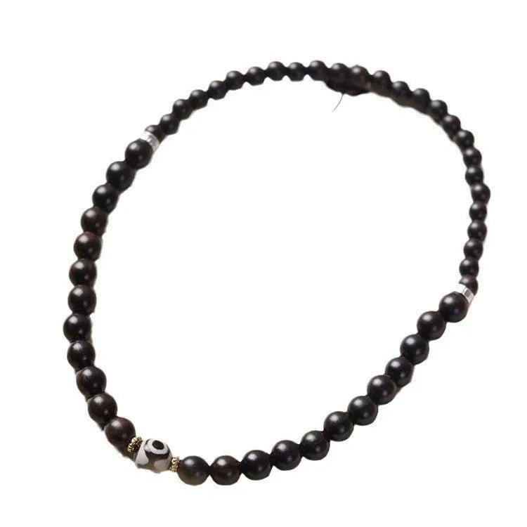 8mm ebony wood two-circle unisex retro bracelet on a white background