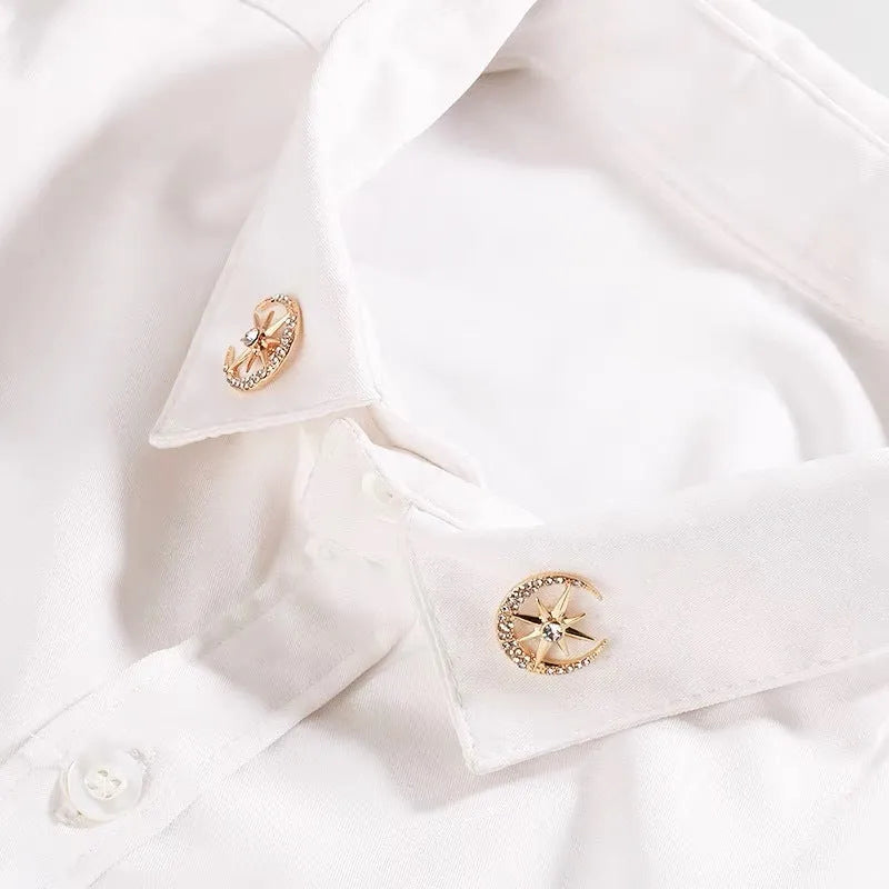 Gold and silver star-shaped zinc alloy brooch pin for suit decoration