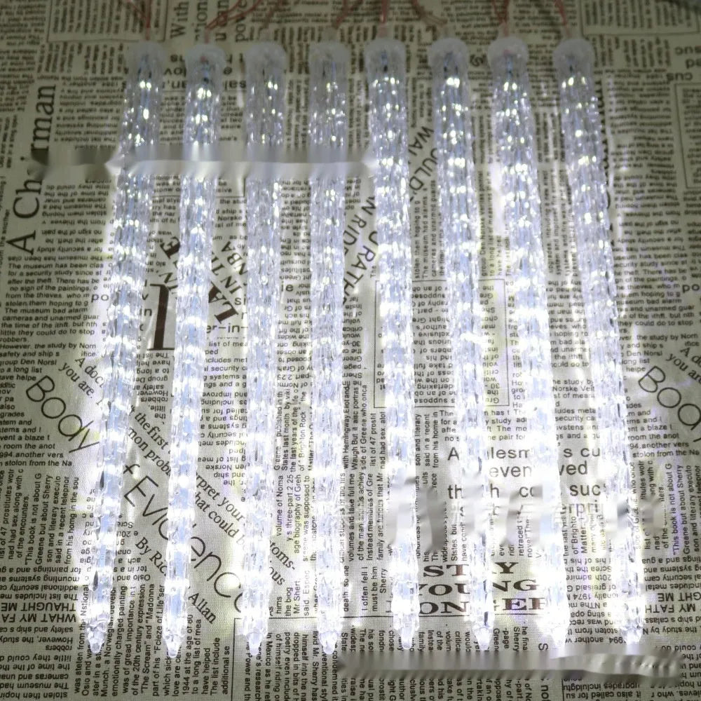 LED ice cone shaped meteor shower solar Christmas ornamental festoon lamp with remote control