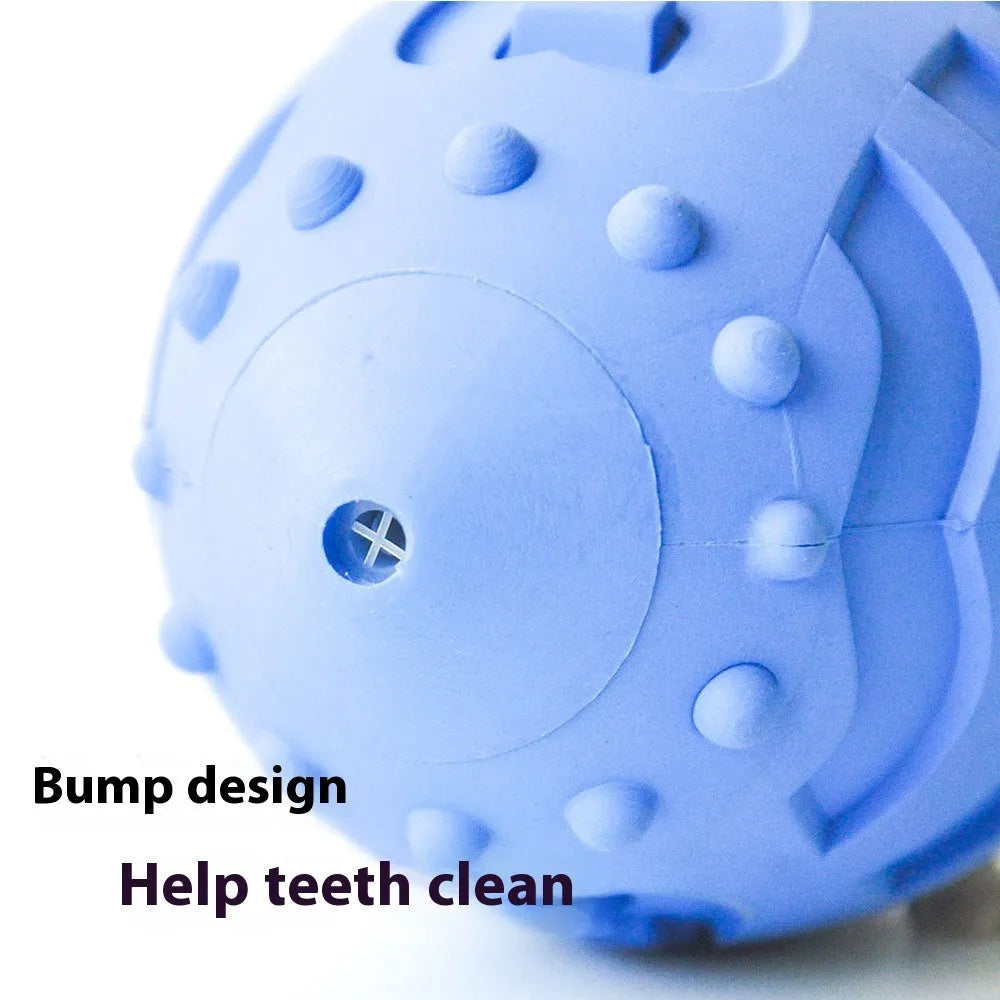 Light green bite-resistant rubber rugby ball dog toy with vocal feature for teeth cleaning and training.