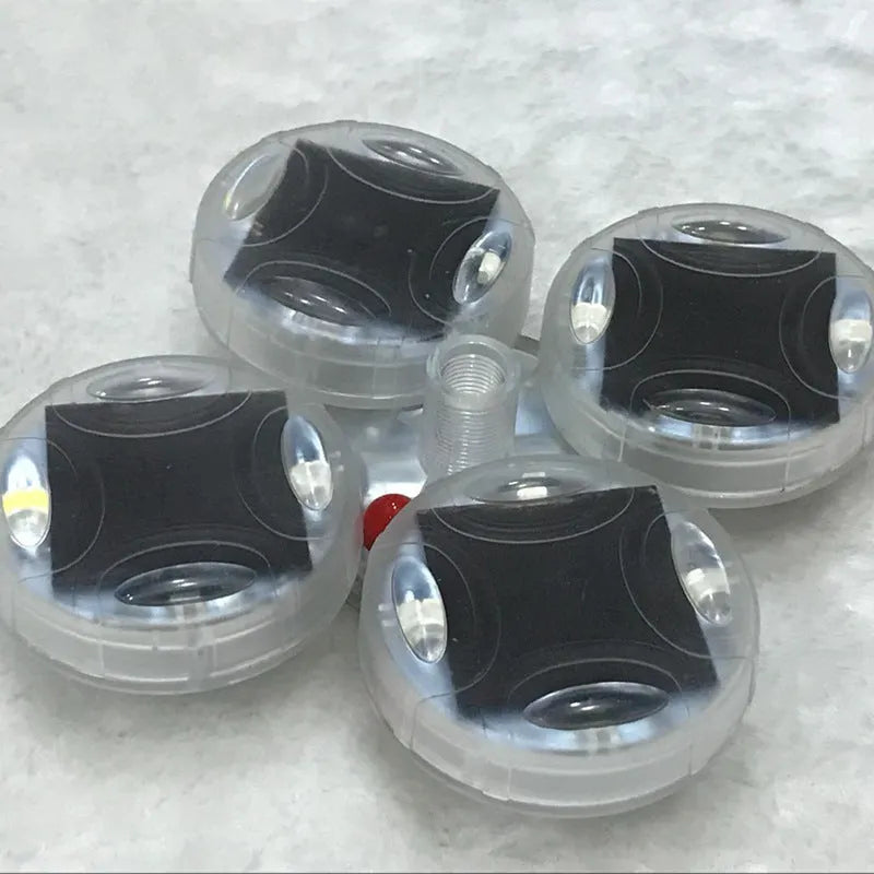 Colourful solar-powered LED hub decorative light for car or motorcycle wheels with 15 flash modes.