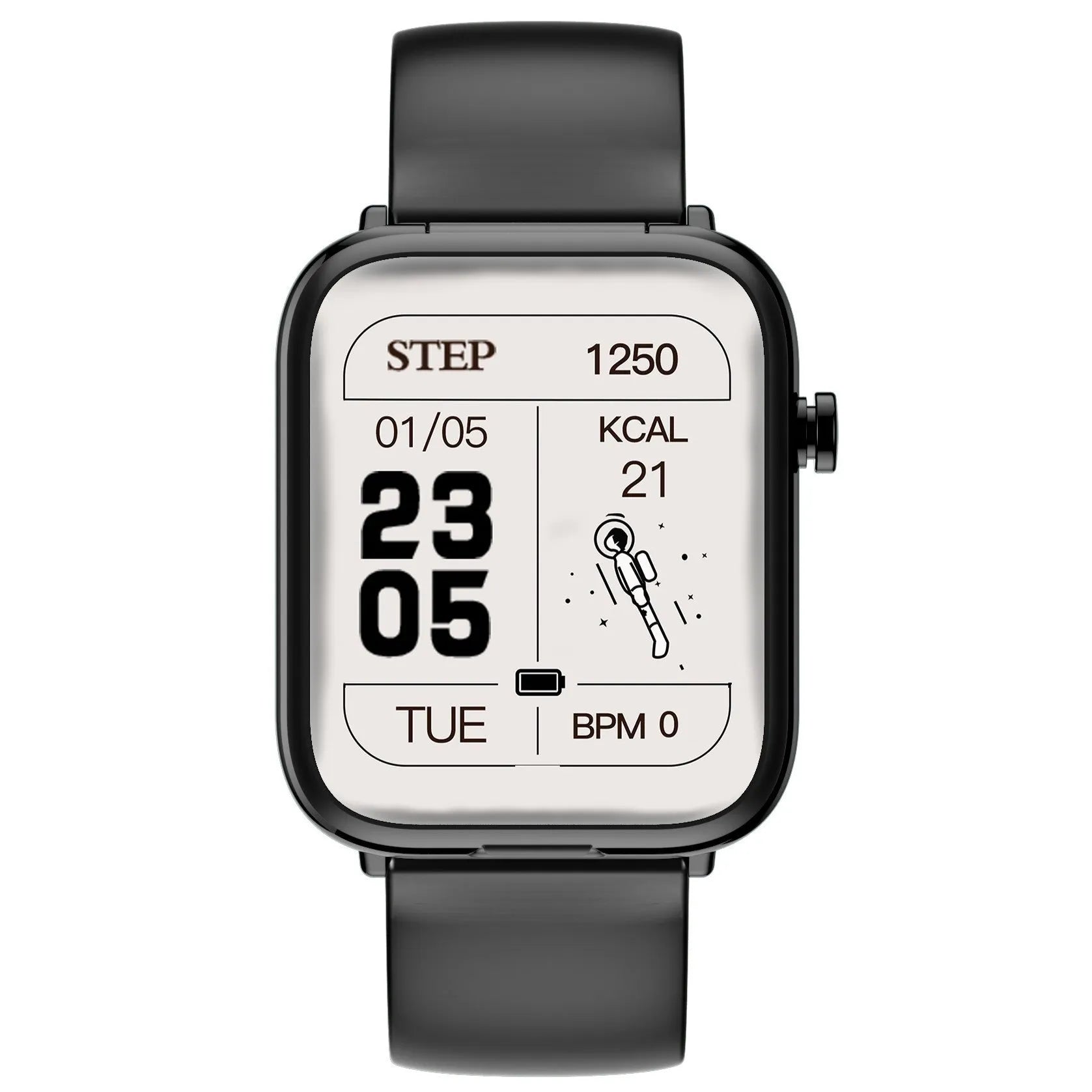 Black smart Bluetooth watch with touch screen display and zinc alloy body