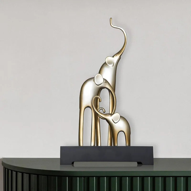 Fortune Bring Elephant resin decorative ornament in bright gold, rose gold, silver or retro colour finishes