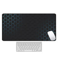 Large rectangular desk pad with printed pattern, showing non-slip natural rubber base.