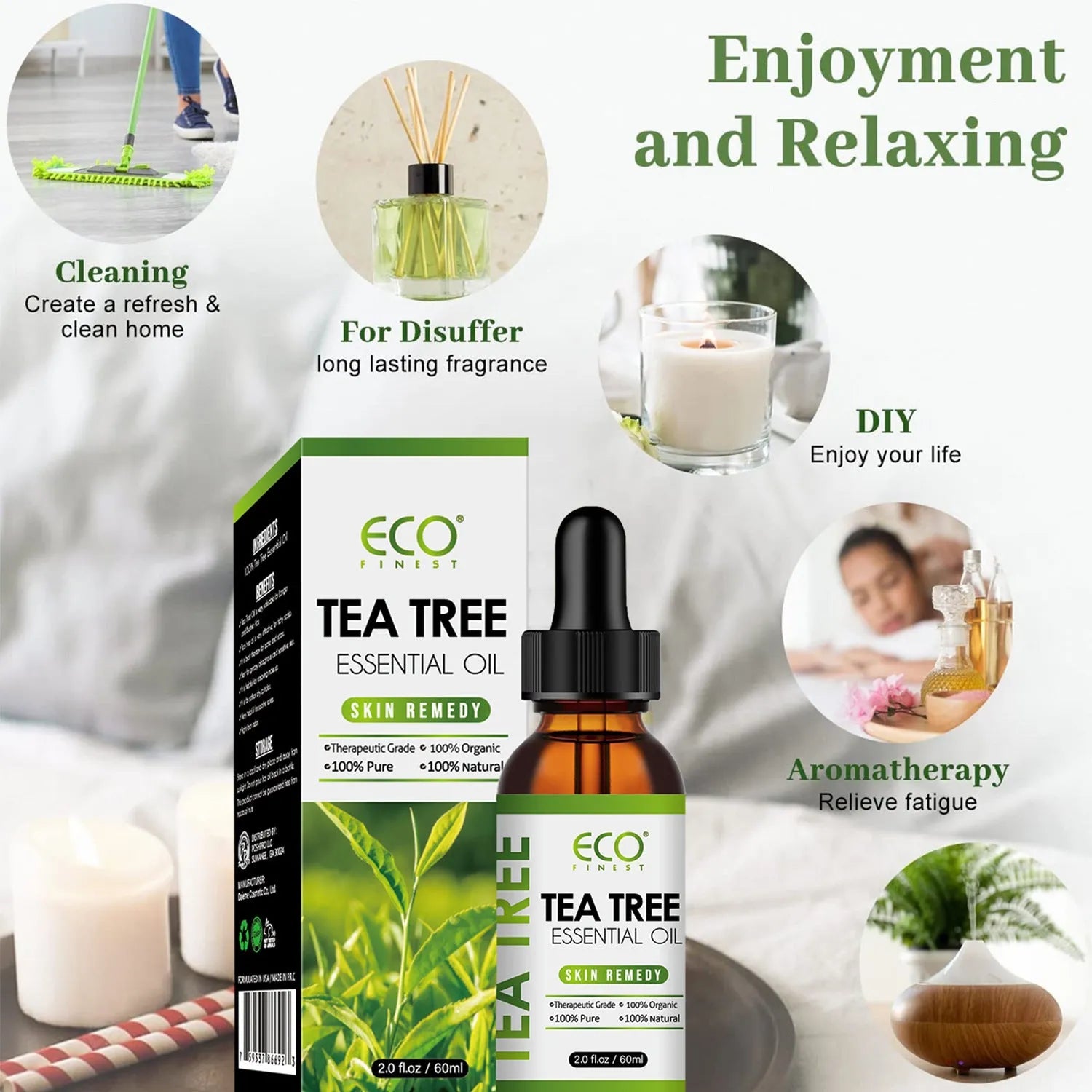 60ml tea tree oil massage oil bottle for acne fade spot treatment natural skincare