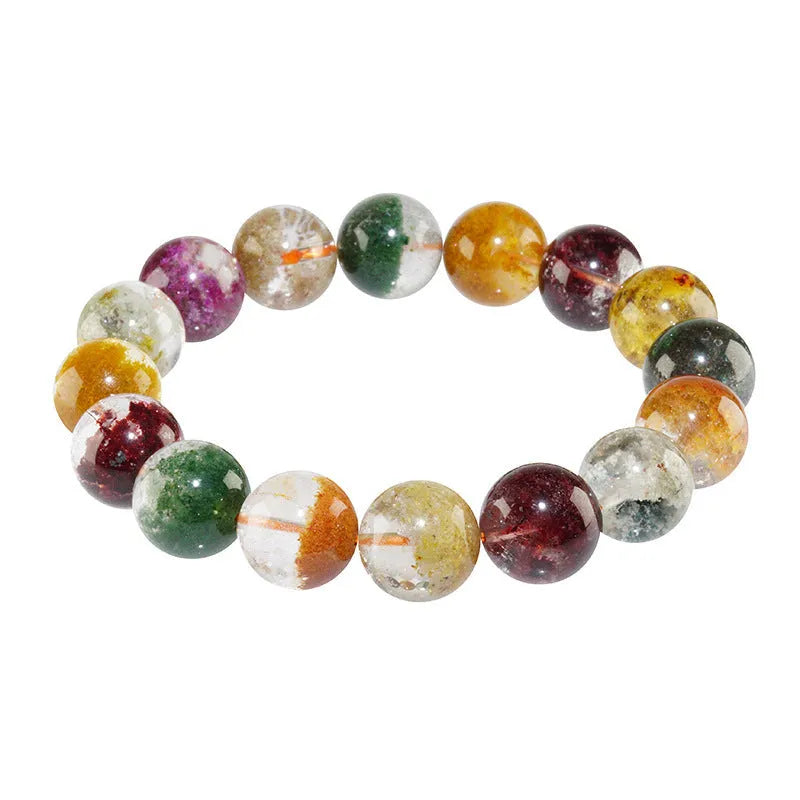 Colourful crystal ghost cornucopia bracelet with 10mm ball beads in ethnic retro style