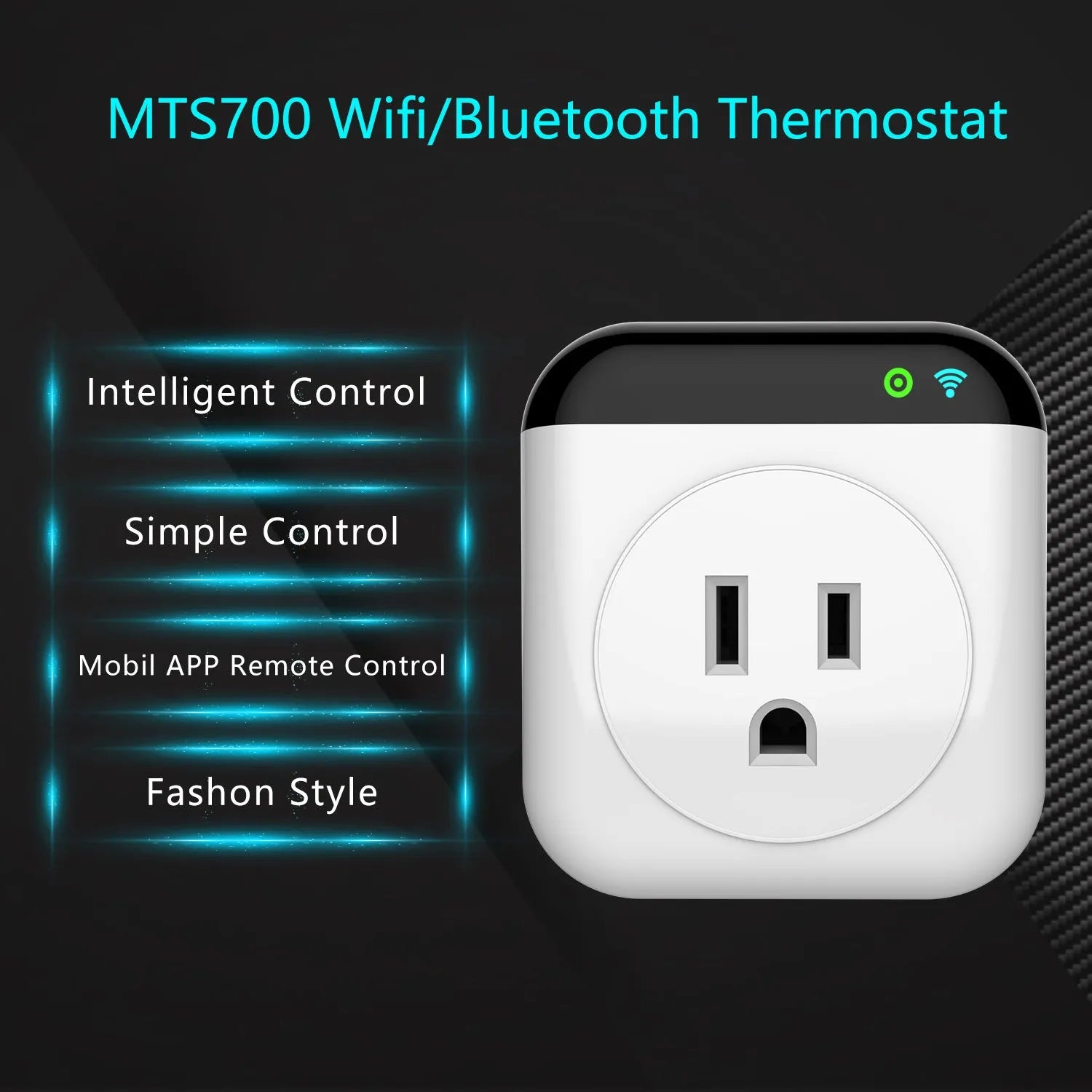 Tuya WiFi smart socket white with temperature sensor probe US standard 3-hole fireproof outlet