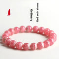 Women's red crystal bracelet with geometric stone beads and longevity lock fastening