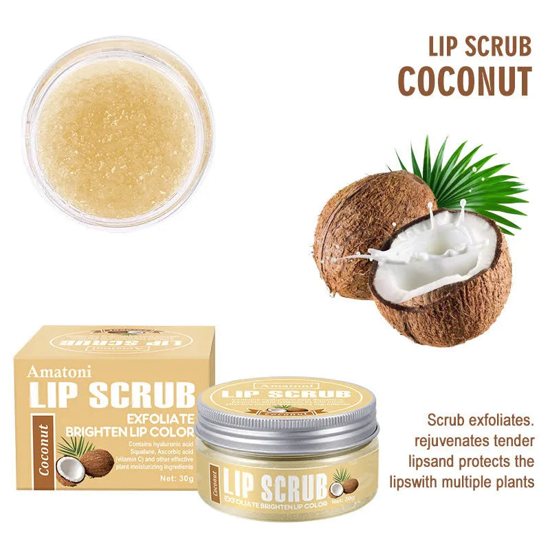 30g jar of fruit flavour lip scrub cream in coconut, raspberry, vanilla, or watermelon