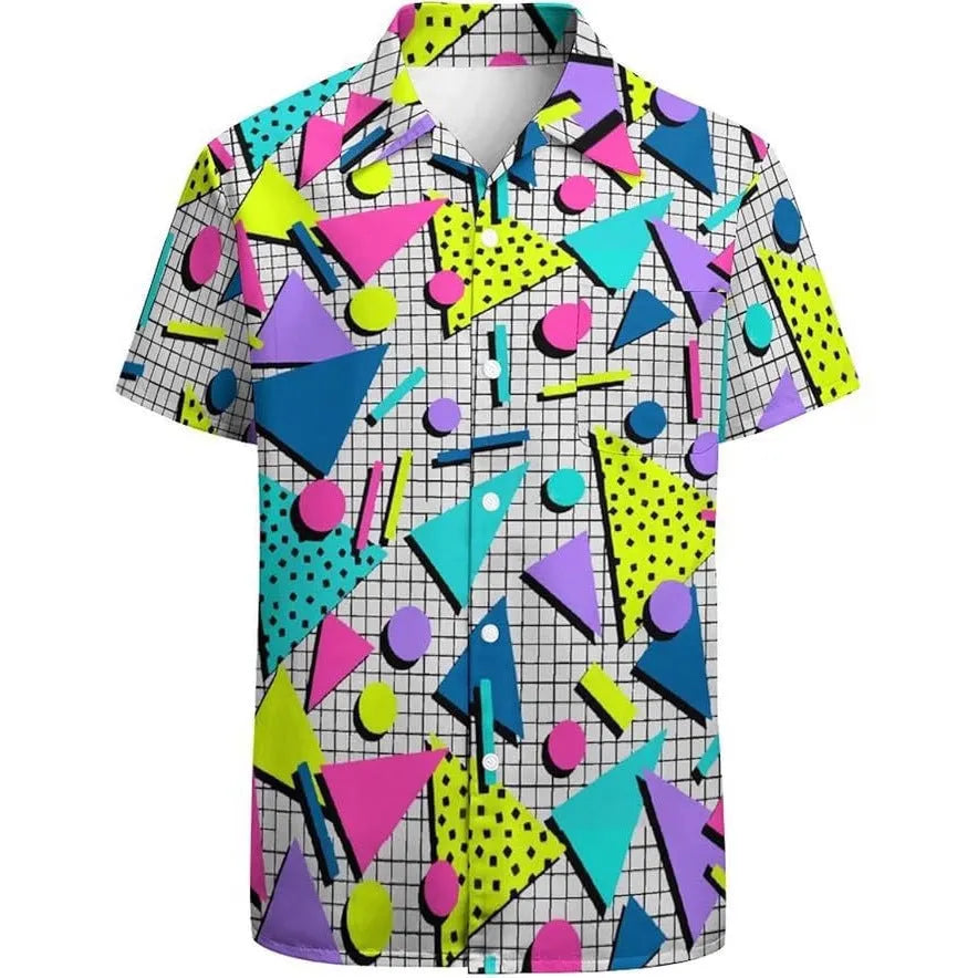 Men's camouflage pattern short sleeve slim fit polyester fibre cardigan shirt in black