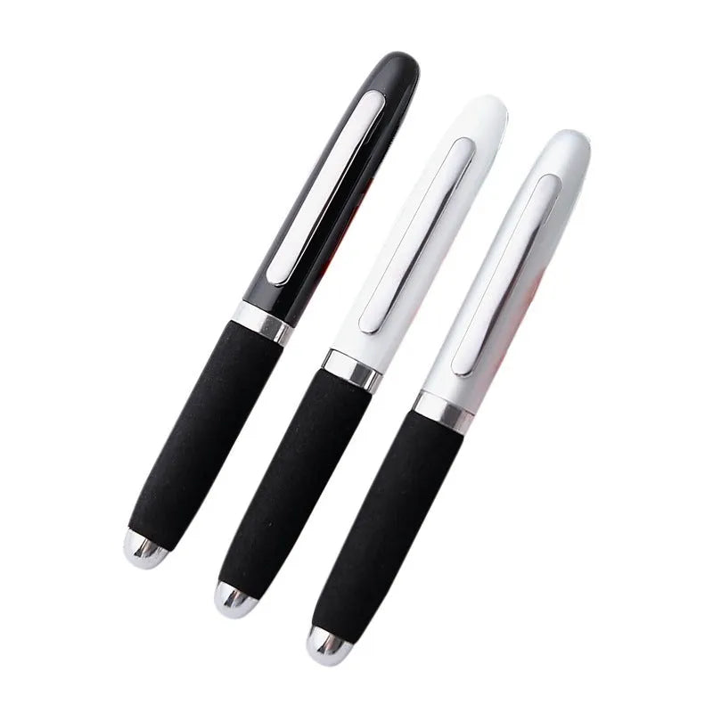 EVA metal cap mini ballpoint pen in silver showing compact 112mm size and bullet tip.