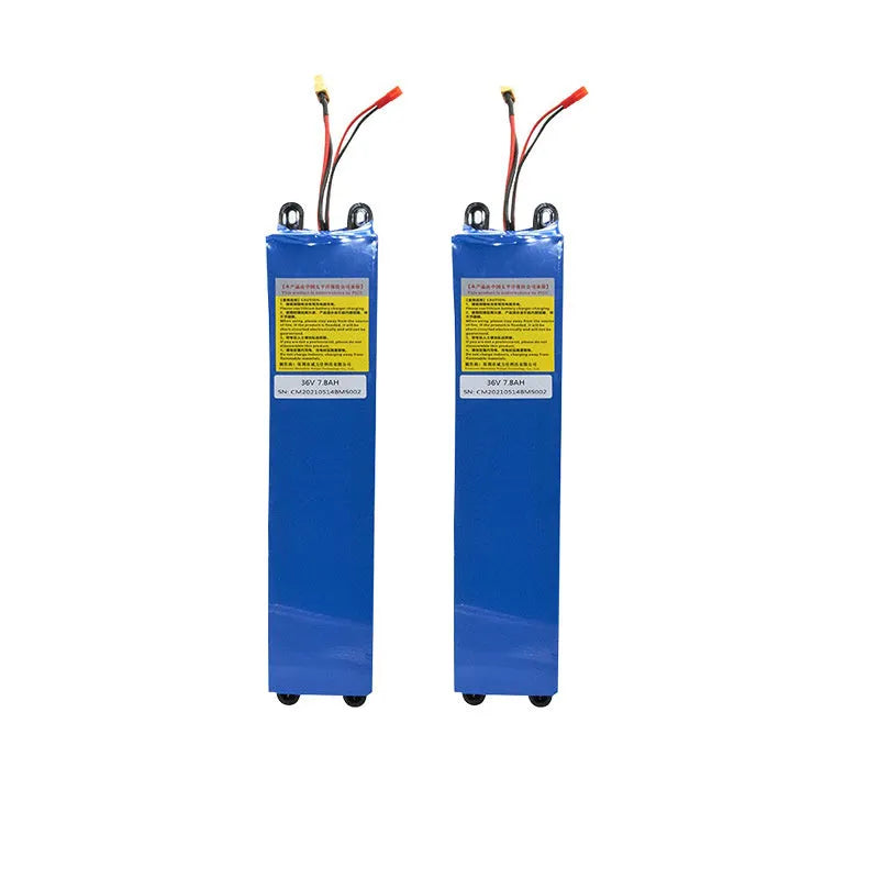 36V lithium battery pack for electric scooters showing three capacity options