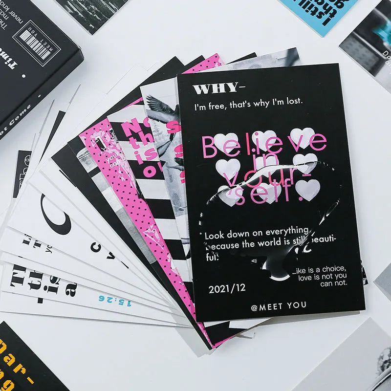 Box containing two printed postcards with fresh artwork designs for greetings and simple gifts.