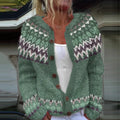 Digital printing cardigan knitted coat in yellow with 3D effect pattern, front view
