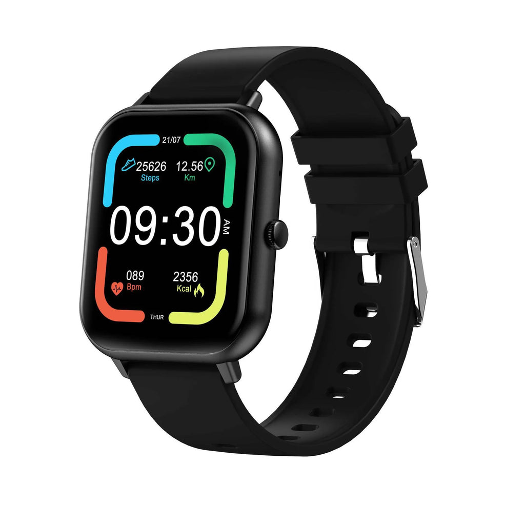 Bluetooth smart watch with AI voice heart rate monitoring in black, silver gray, pink and khaki colours