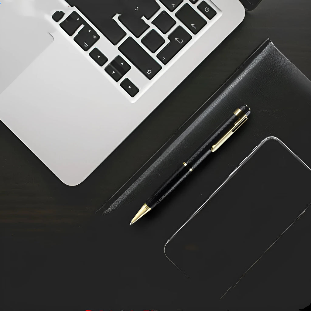 Black pen shaped recorder with zinc alloy shell and slim 140x17mm design