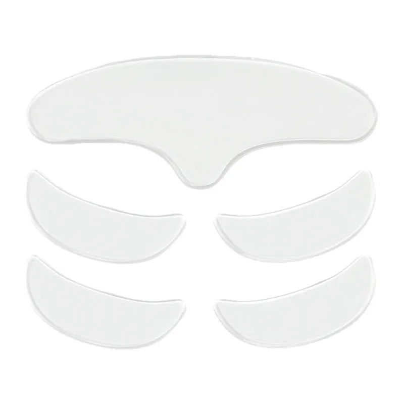 Set of five silicone anti-wrinkle face patches for forehead and eye application