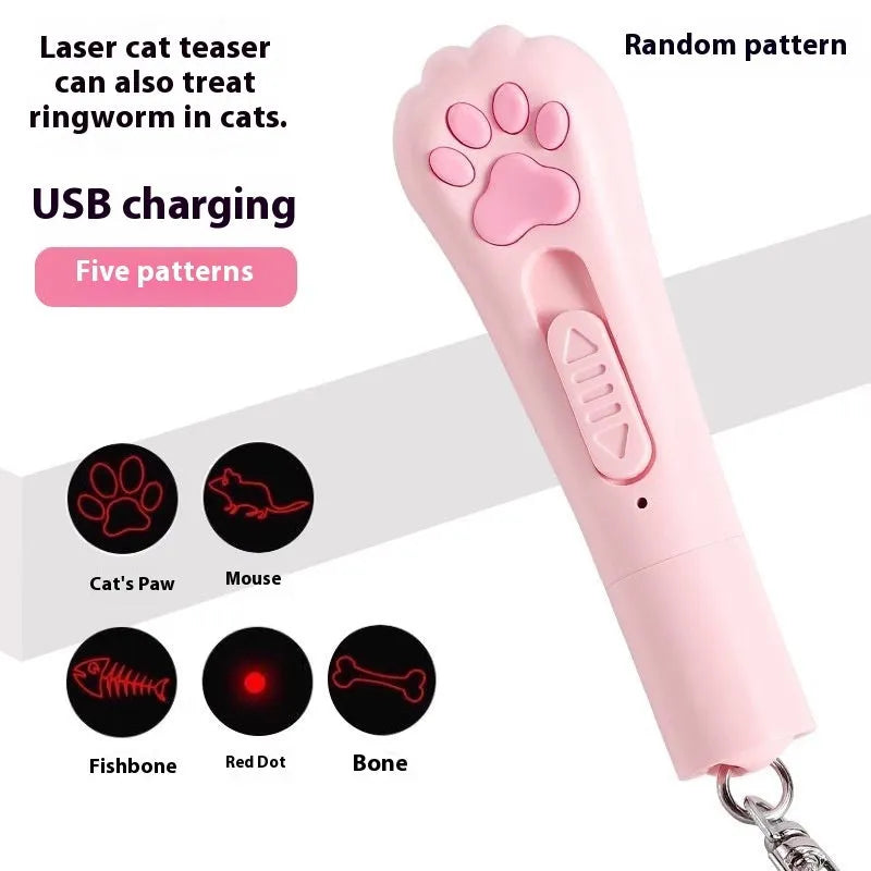 Battery-operated cat pen light toy in cream white, girl pink, or sky blue with self-hi relieving stuffy mechanism