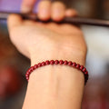 Natural raw ore cinnabar bracelet with purple gold sand design, geometric shape, and auspicious patterns, Chinese style