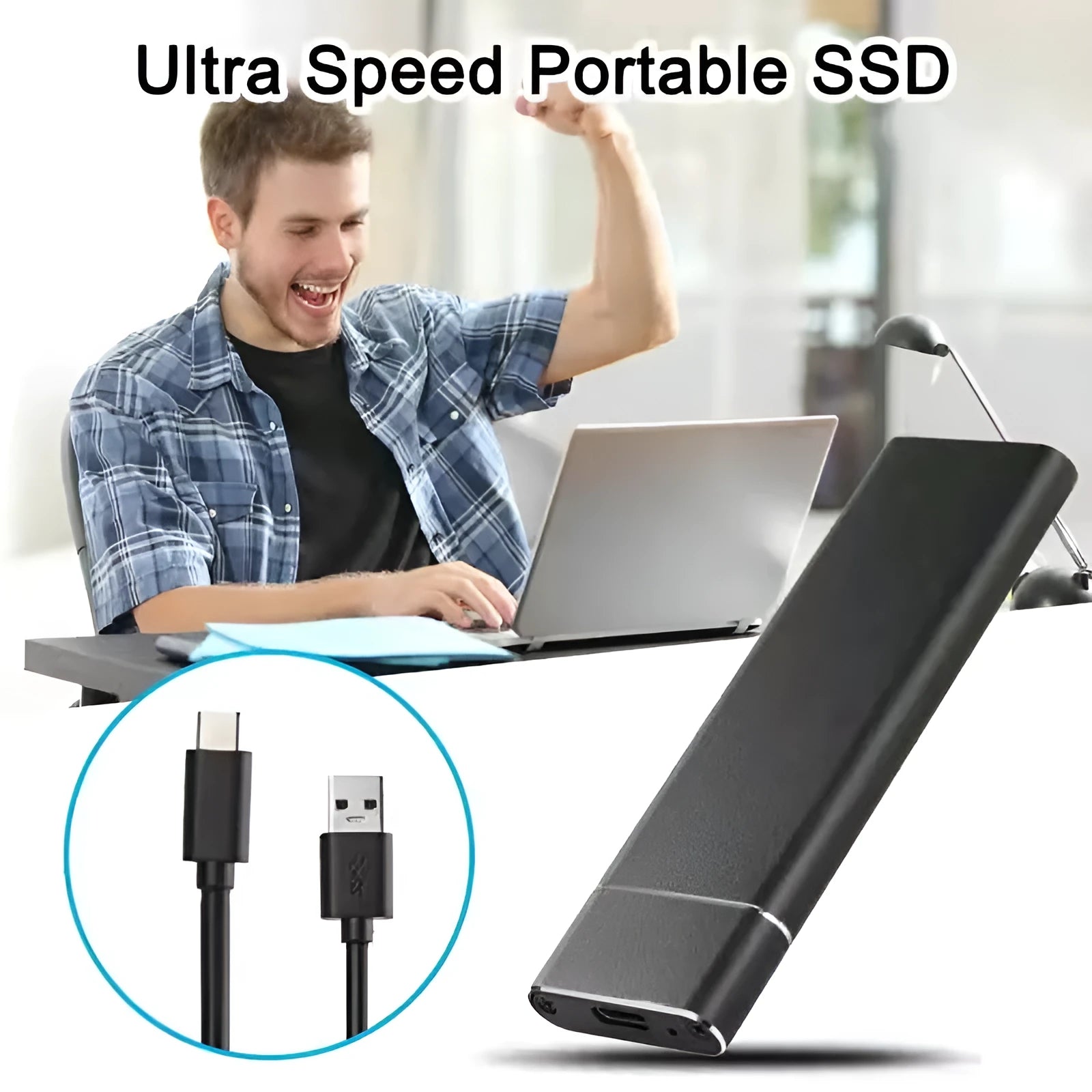 6TB external mobile hard drive with metal shell in black, blue, orange, red, or silver colour options