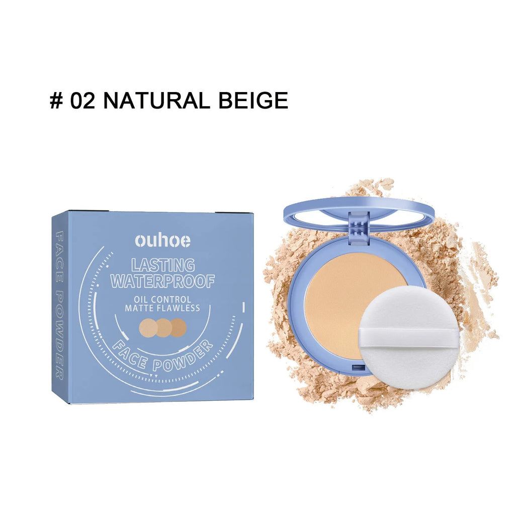 8g finishing powder compact in Natural Beige shade with a soft brush for natural makeup setting