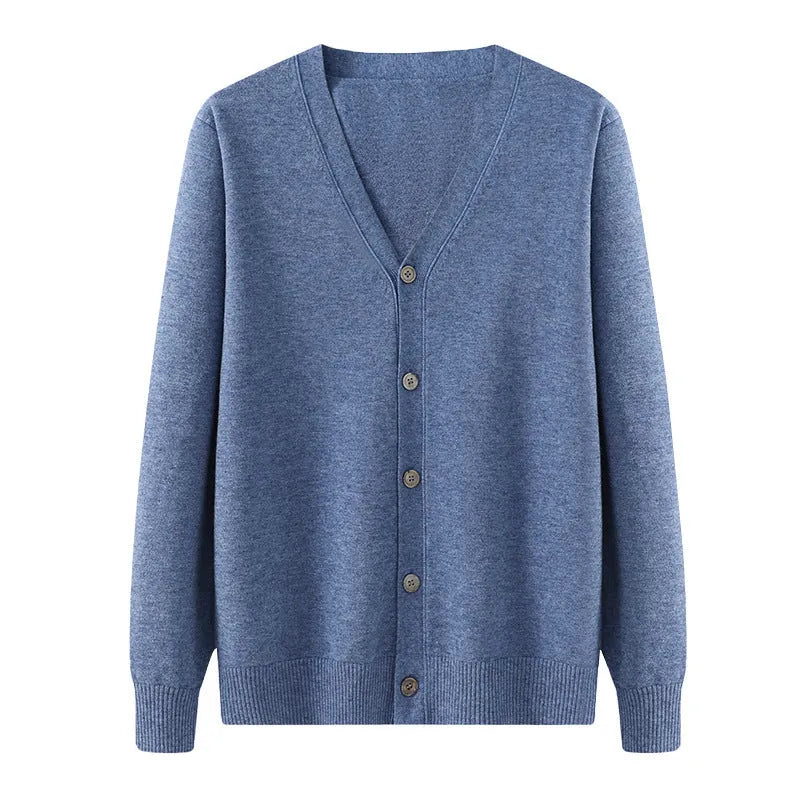 Men's Andy velvet knitted cardigan coat with V-neck and long sleeves in loose fit style