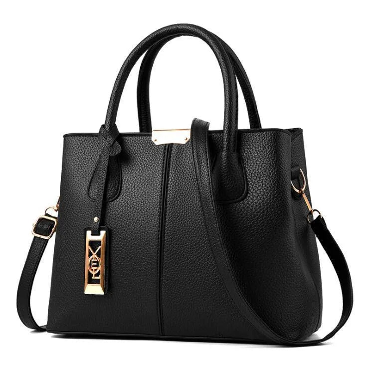 Women's large capacity shoulder bag in soft PU material with leather strap, horizontal square shape