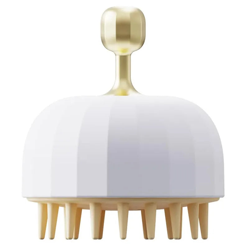 Green pet bath massage brush with silicone bristles and drain holes on a white background.