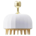 Green pet bath massage brush with silicone bristles and drain holes on a white background.