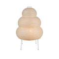 Japanese style rice paper table lamp with aluminium base and button dimmer