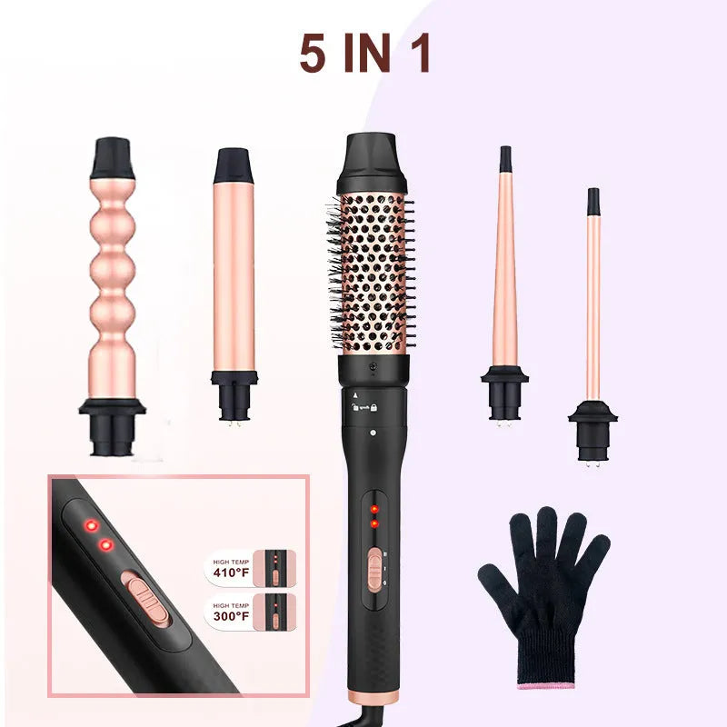 Three-tube water wave hair curler with wired AC power for curly and straight hair styling