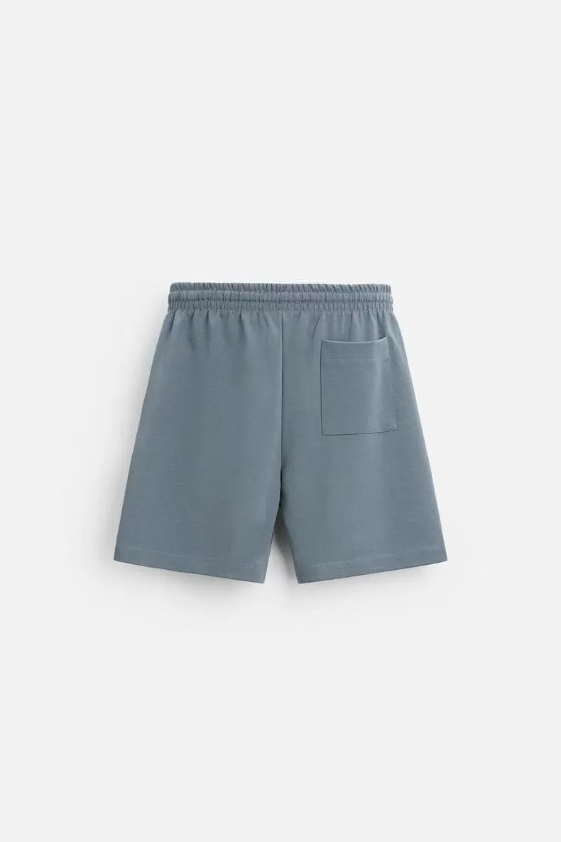 Double-sided cloth texture polyester short sleeve and shorts set in loose fit