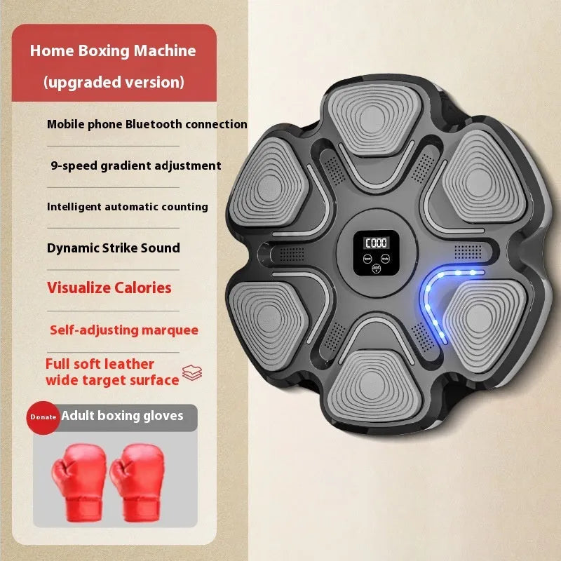 Smart music boxing machine wall target with electronic reaction training and focus gloves