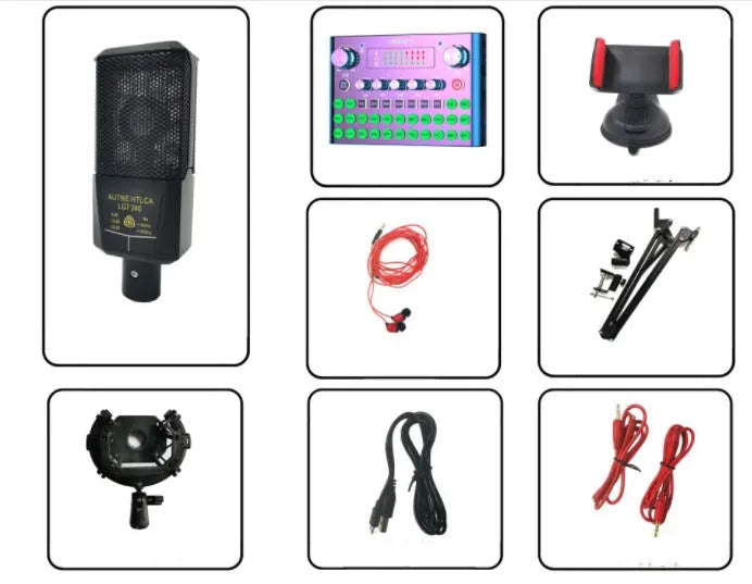 F007plus live broadcast sound card and condenser microphone with Bluetooth 4.1 and included bracket