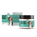 150g container of dog tooth cleaning powder for canine dental care and breath freshening