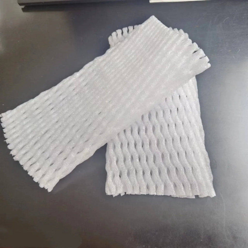 White foam protective case showing stretchable net construction for item cushioning