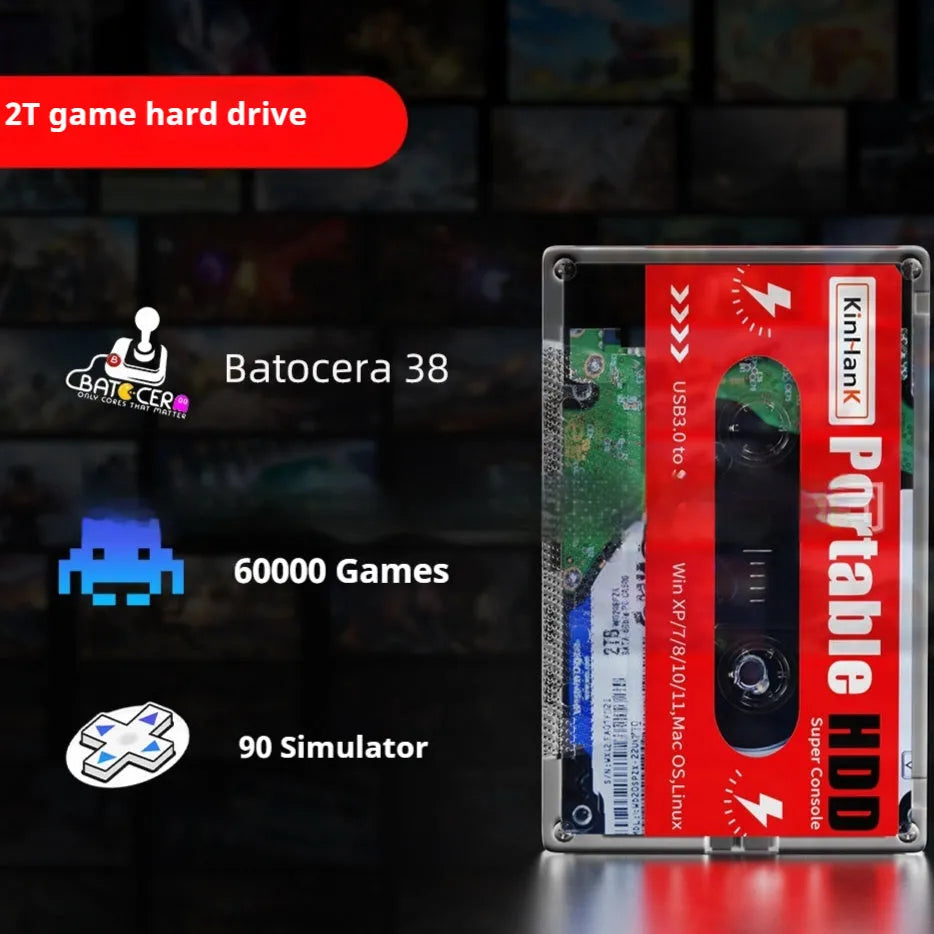 External mechanical hard disk for mobile gaming with 2TB capacity in PC enclosure