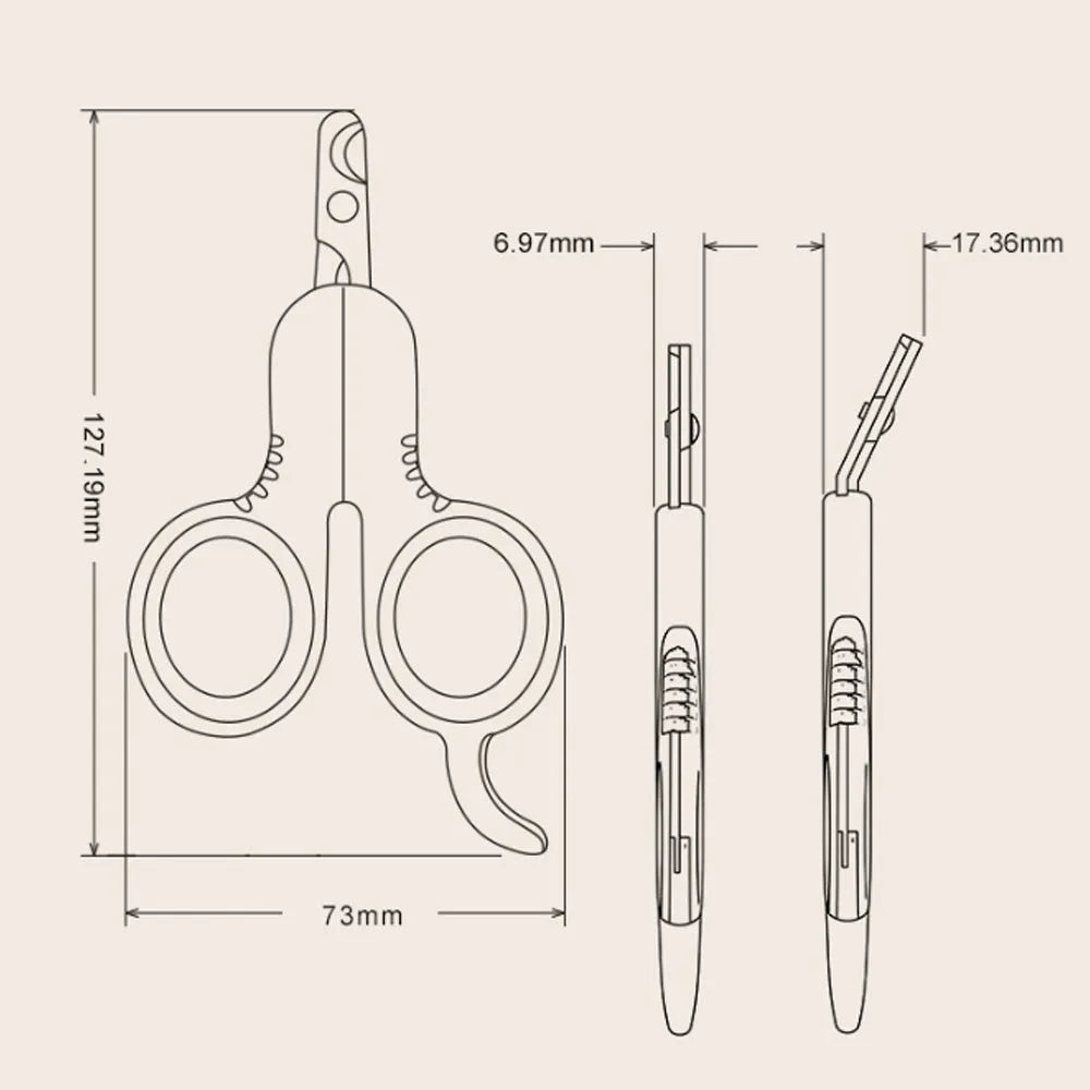 Professional pet nail clippers with curved tips and rubber-coated handle for cats and small dogs