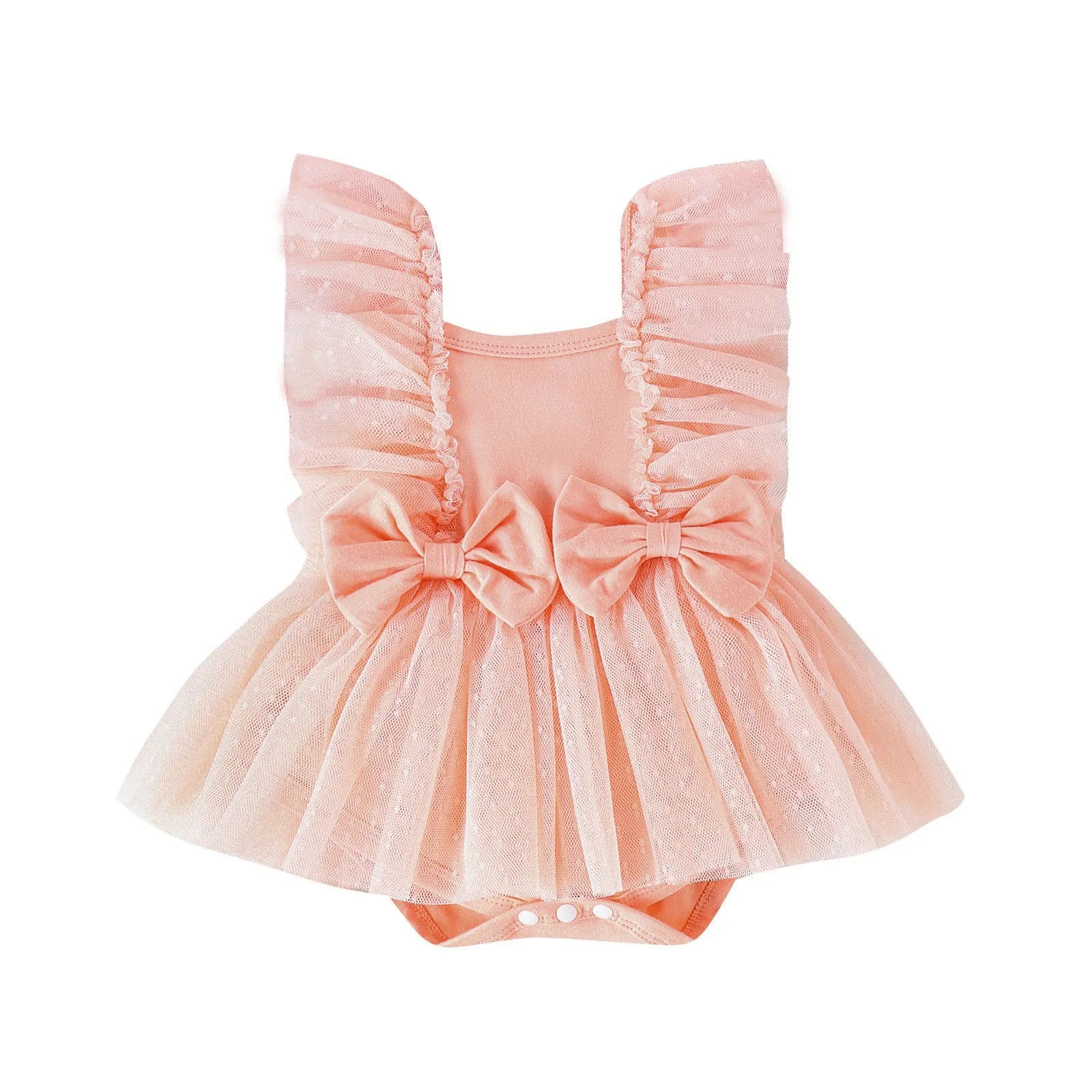 Cotton baby jumpsuit with net skirt triangle bodysuit in pink for summer girls 0-18 months