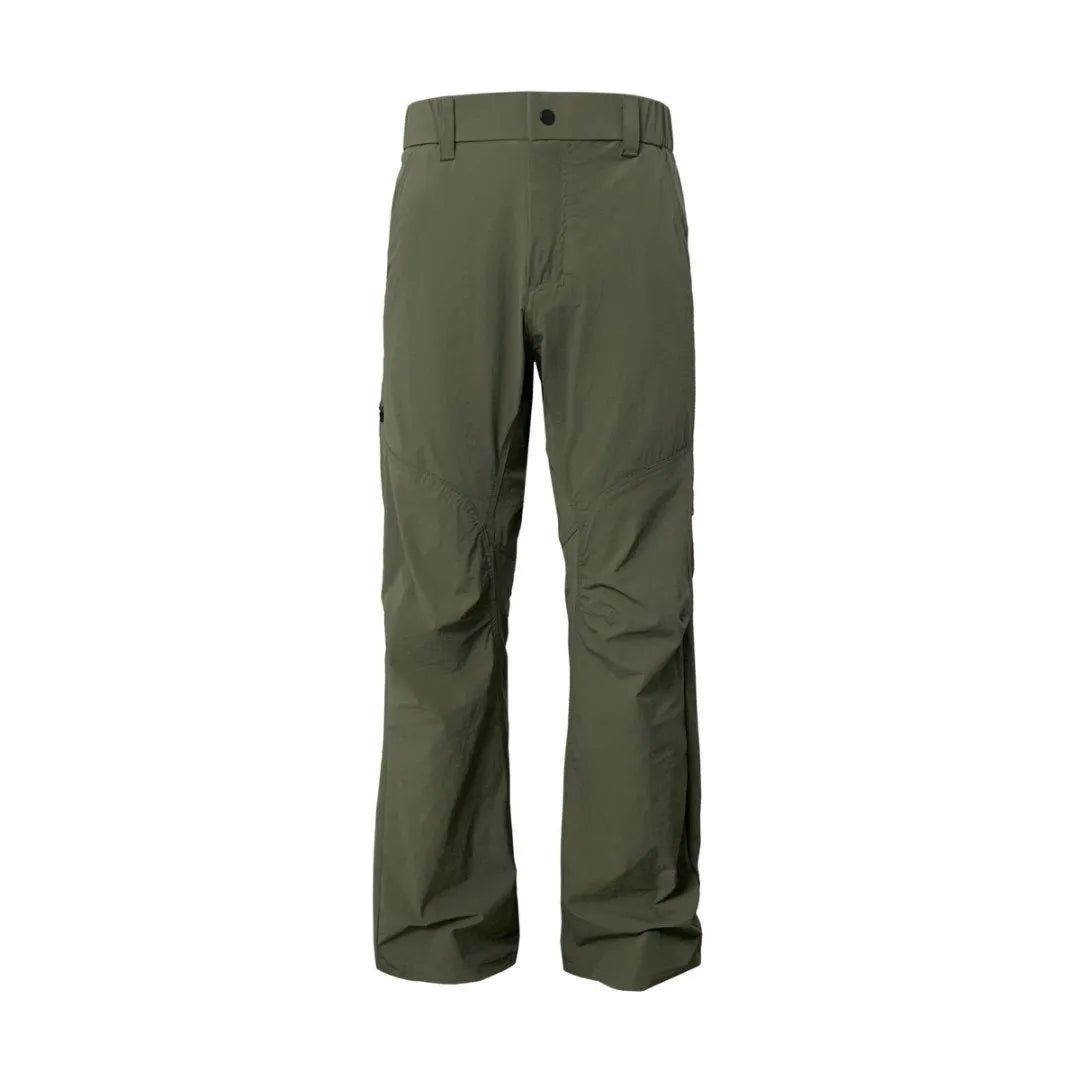 3D cut casual breathable trousers for men in Army Green, straight leg, mid waist