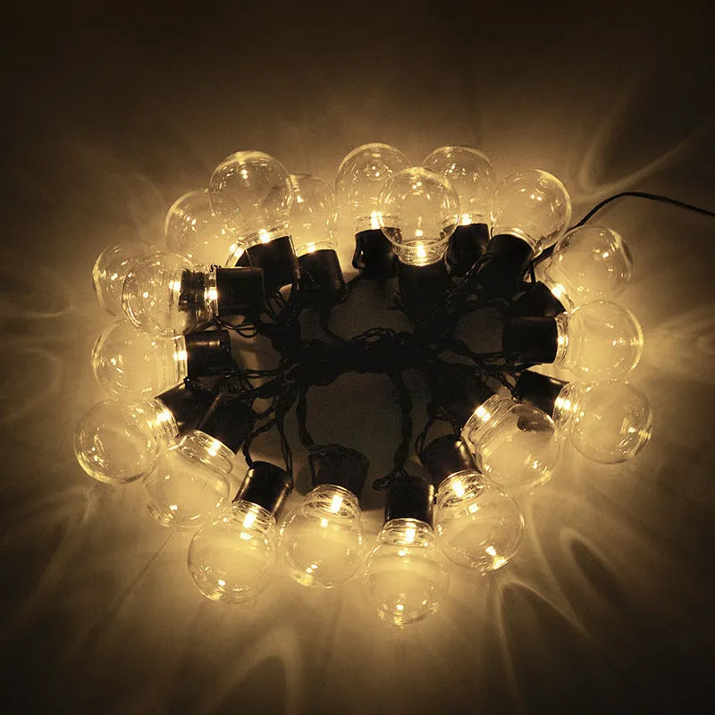 10m 40-light solar tent festival decorative string in retro style on black line wire