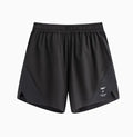 Men's black running shorts with laser punching detail and stretch fabric