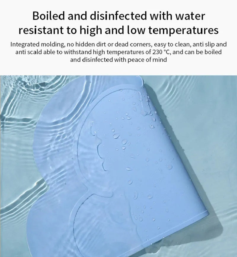 Solid colour waterproof silicone pet feeding mat for dog or cat, 44x24 cm, in blue